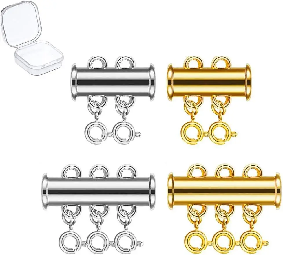 100Pcs Hot Sales Layered Necklace Connector Multi Strands Slide Tube Clasps Necklace Connector Wholesale