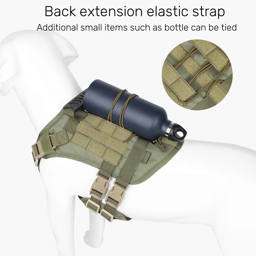 Military Dog Tactical Harness Set with Handle for Large Service Dogs Adjustable No Pull Step In Pet Molle Vest Custom