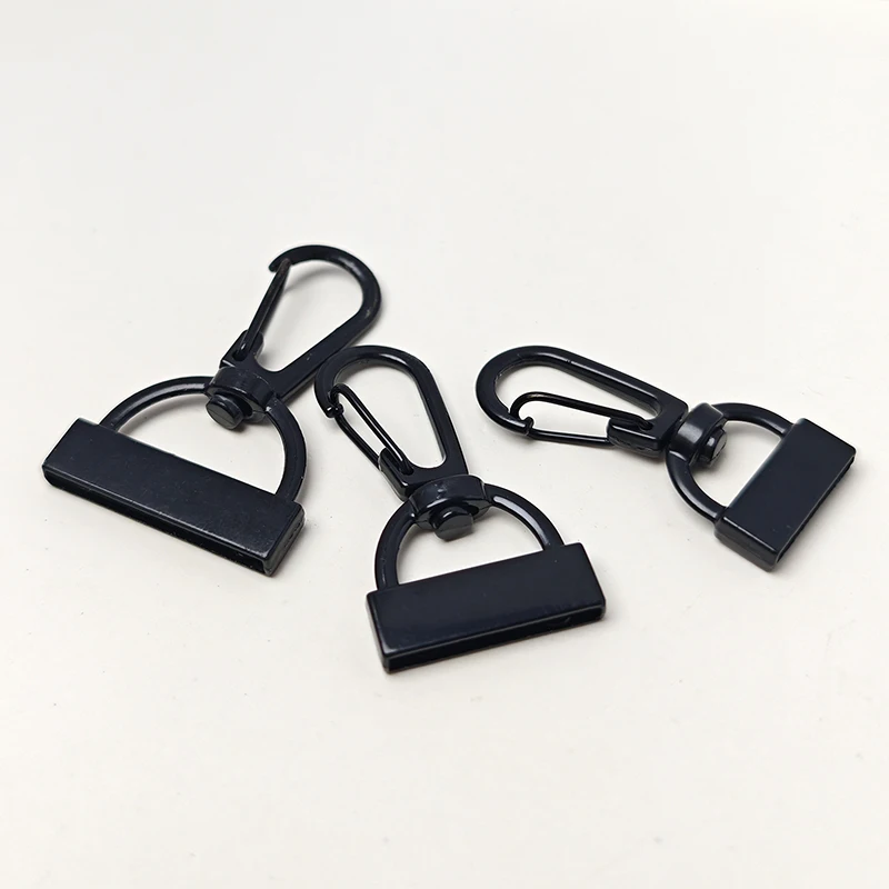 25mm Black Color Heavy-Duty Alloy Swivel Leather End Clip Stopper Snap Hook