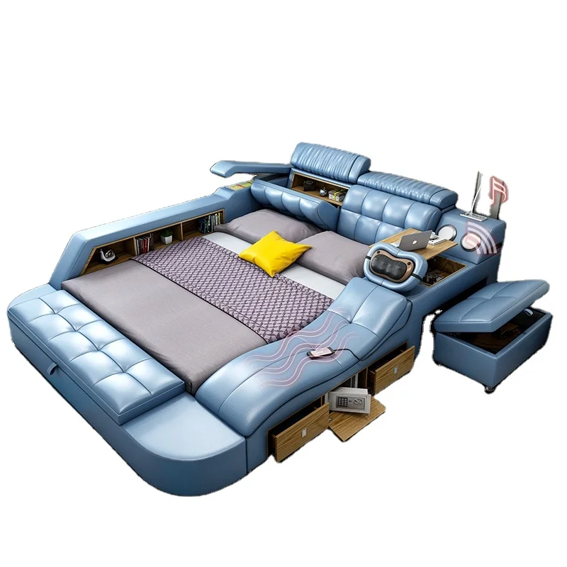 Modern Bedroom Storage Smart Multifunctional Bed USB Music Leather Family Living Room Bedroom Hotel Furniture Bed