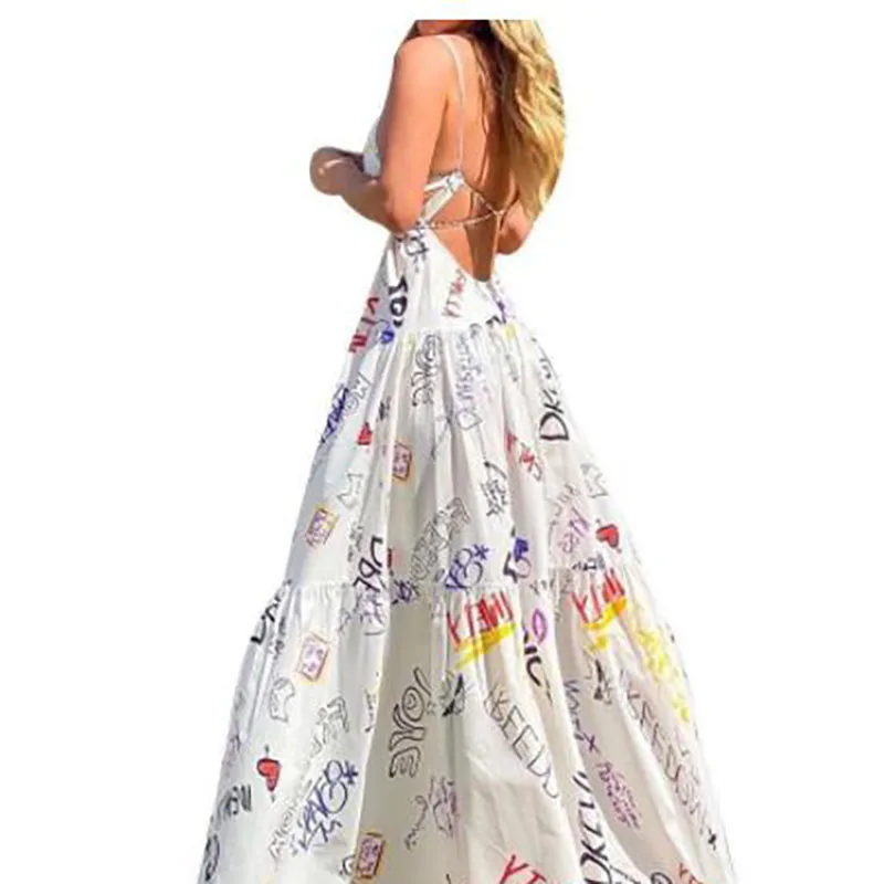 China Manufactory Supplier High Quality Womens Dresses Ruffles Puff Sleeve Cut Out Back Shirred Casual Dress in Stock