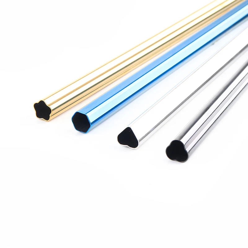 Hot Sale Reusable Metal Drinking Straws Stainless Steel 304 Heart Shape Straw Set With Cleaner Brush Custom Logo