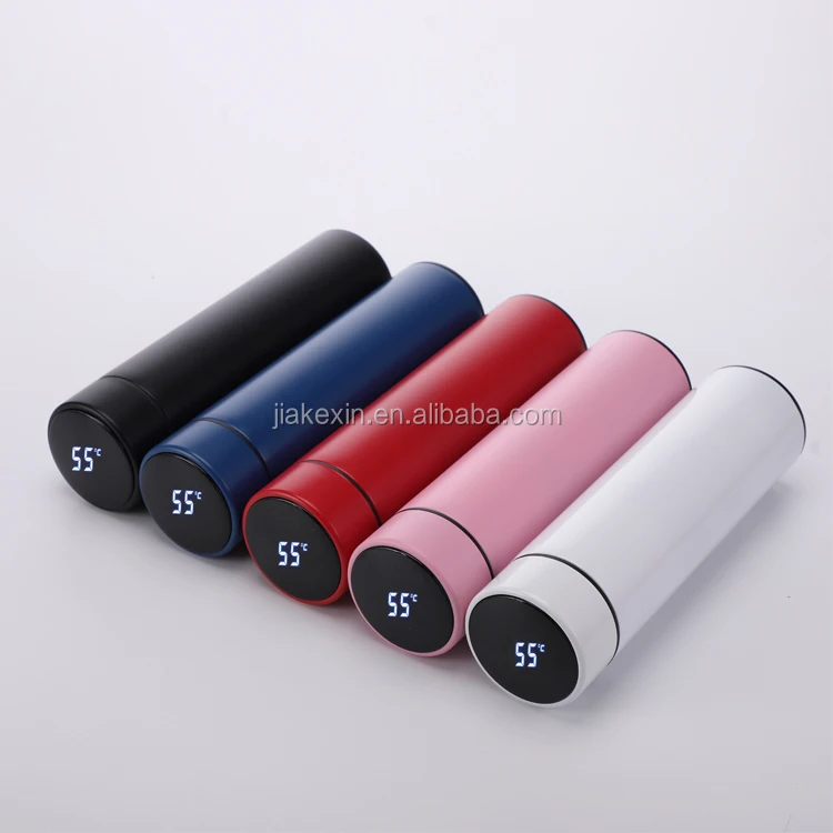 500ml smart thermos flask smart led temperature control stainless steel water bottle with time marking