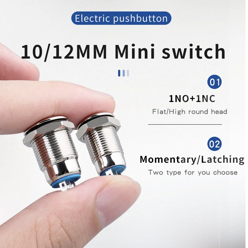 10mm on-off momentary led push button switch metal waterproof switches Mini