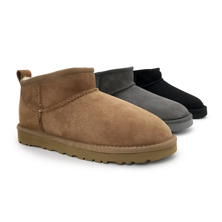 Logo Custom Winter Snow Boots Plus Size 44 Brands Design Ugh Cowhide Leather Fur Women Snow Boot