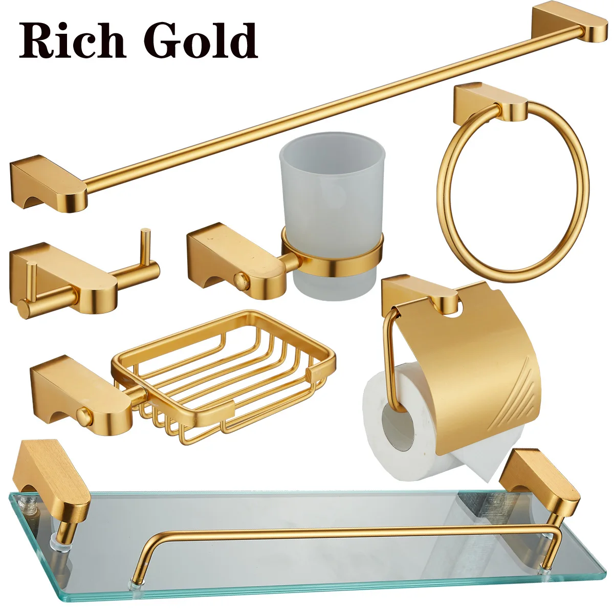 Aluminium Bathroom Accessories 6 Pieces Set Bathroom Pendant Set Towel Rack