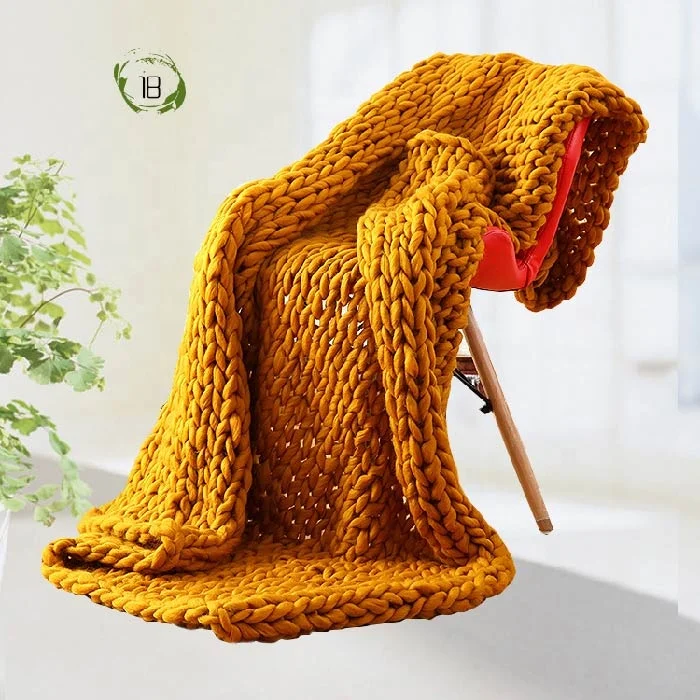 wholesale  chunky net tube knit throw weighted  blanket super soft woven blanket bohemian
