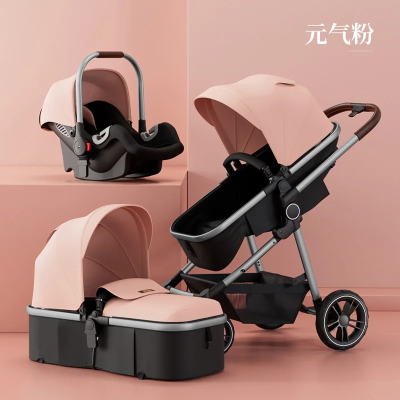 Multi-functional baby stroller high landscape light can sit and lie foldable shock-absorbing two-way newborn child basket stroll