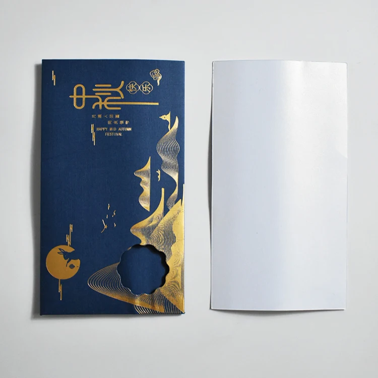 Custom luxury textured art paper packaging envelope with Pearl paper card for festival greeting