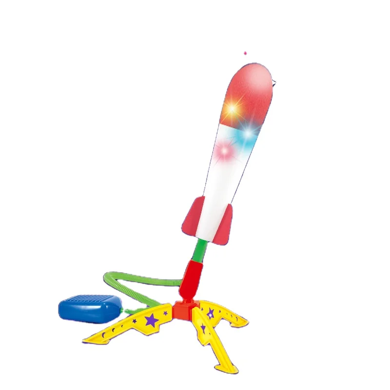 Bemay Toy Air Power Foam Stomp Rockets With Light Outdoor Toy Rocket Launcher for kids