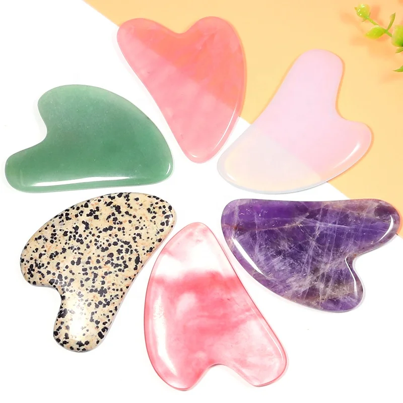 Wholesale Facial Massage Gua Sha Tool Jade Massager Natural Rose Quartz Amethyst Jade Black Gua Sha Facial Scraping Board