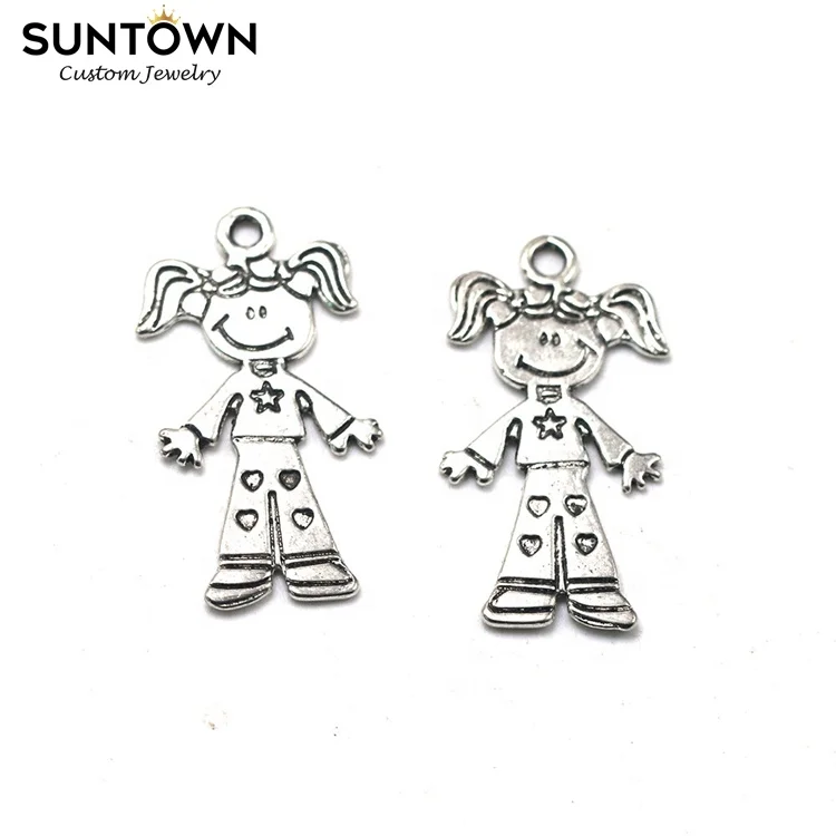 Suntown Kids Accessories Girl Pendant Jewelry Baby Girl Charm Silver Jewelry Alloy Jewellery For Bracelets Bangle Charms Joyeria