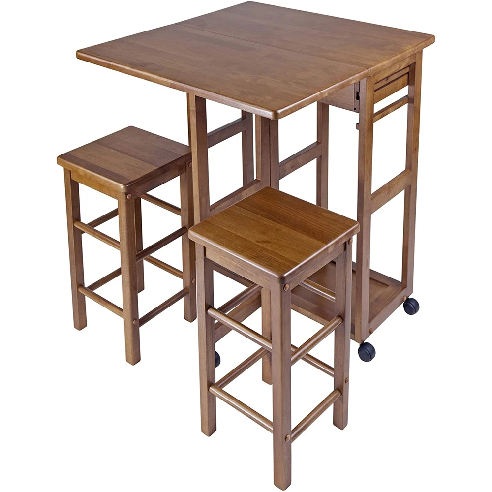 Natural Wood Kitchen Cart Rolling Kitchen Island Utility Serving Cart