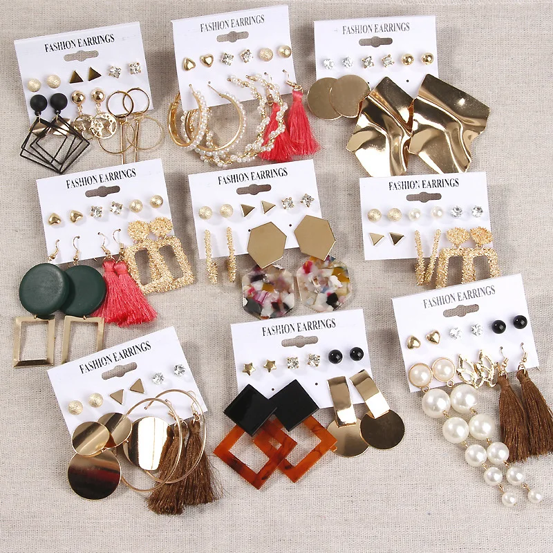 Wholesale High Quality Mixed Colors Acrylic Geometric Drop Studs Earrings For Women