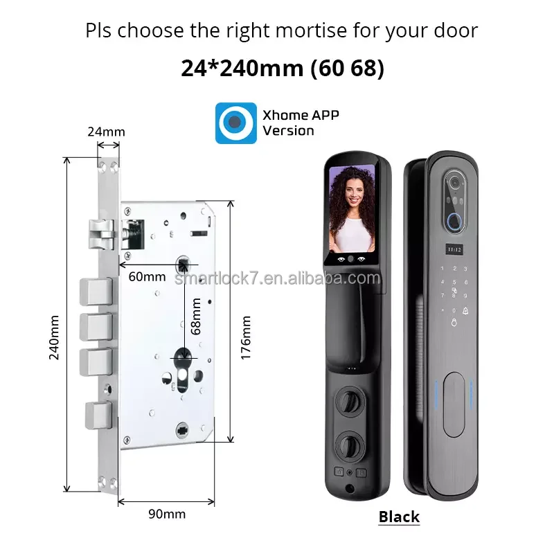 Tuya monitor cylinder lock alarma cerradura inteligente 3D facial  touch  sliding door access lock with CAMERA