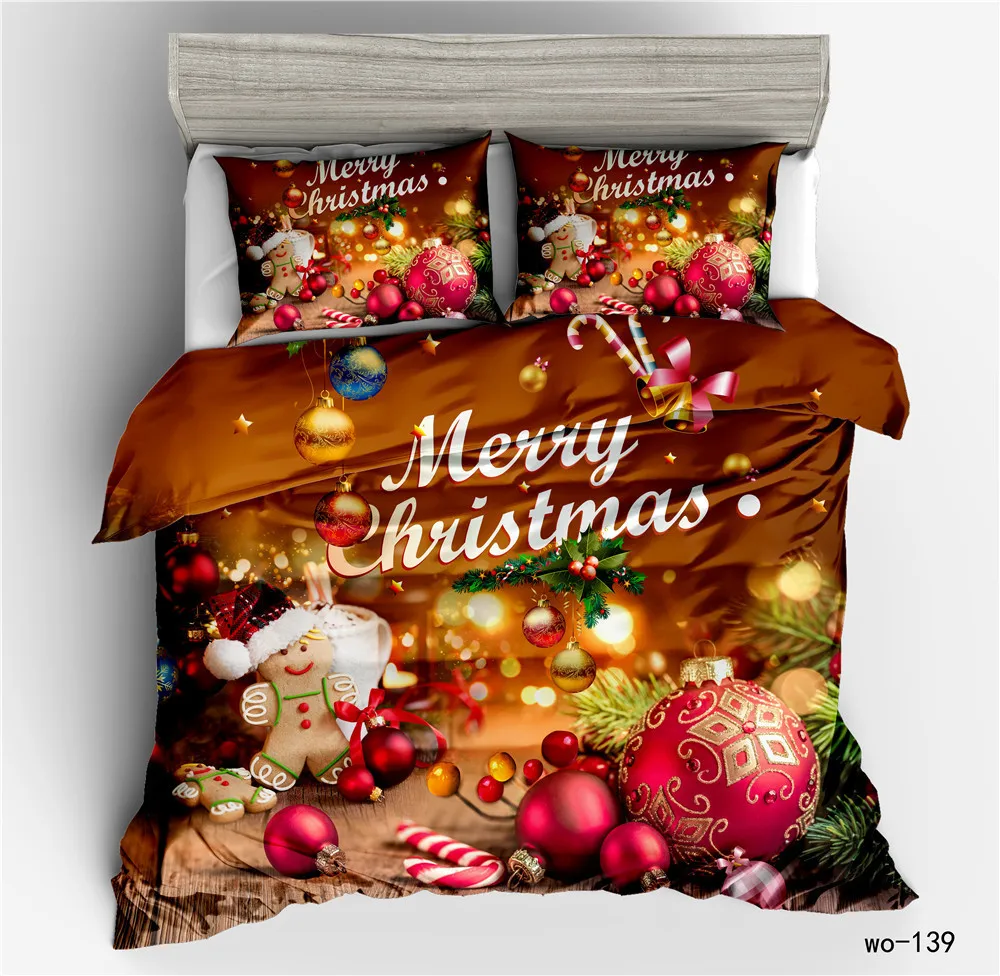 Bedding Home Textile Christmas Holiday Case Pillowcase Three-piece Set