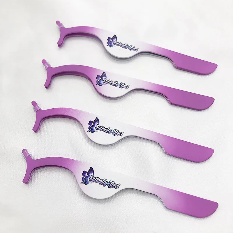 Пользовательский логотип бренда розовые золотые ресницы Аппликатор Пинцет для ресниц