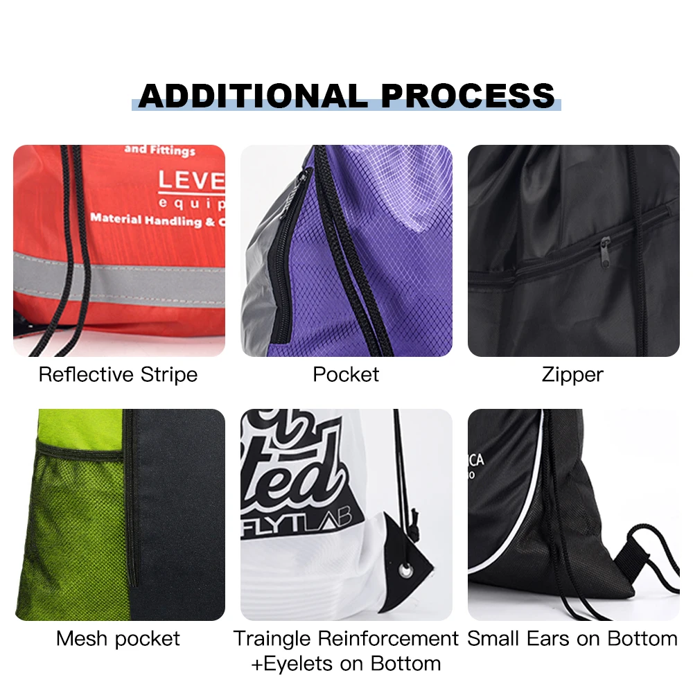 Popular Drawstring Backpack Draw String Bag Sack Pack Cinch Water Resistant Nylon for Gym Shopping Sport Drawstring Bags