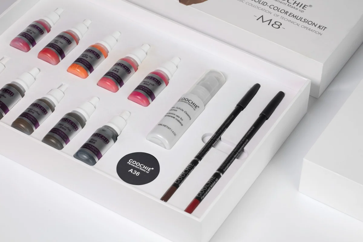 Professional Goochie M8 Kit 10 Colors Permanent Makeup Pigment Kit Tattoo Supplies Tattoo Ink Kit for Eyebrow Lip