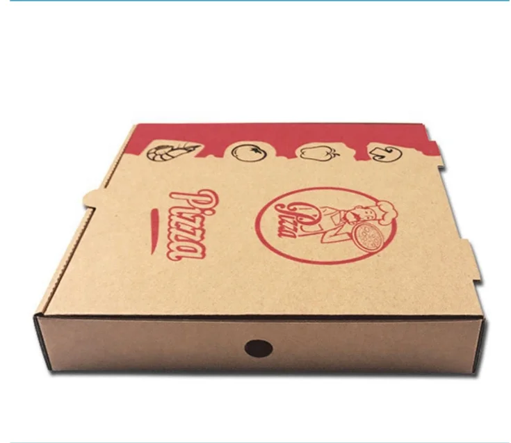 Kraft paper pizza box, disposable, food packaging, customized logo accepted, paper holder