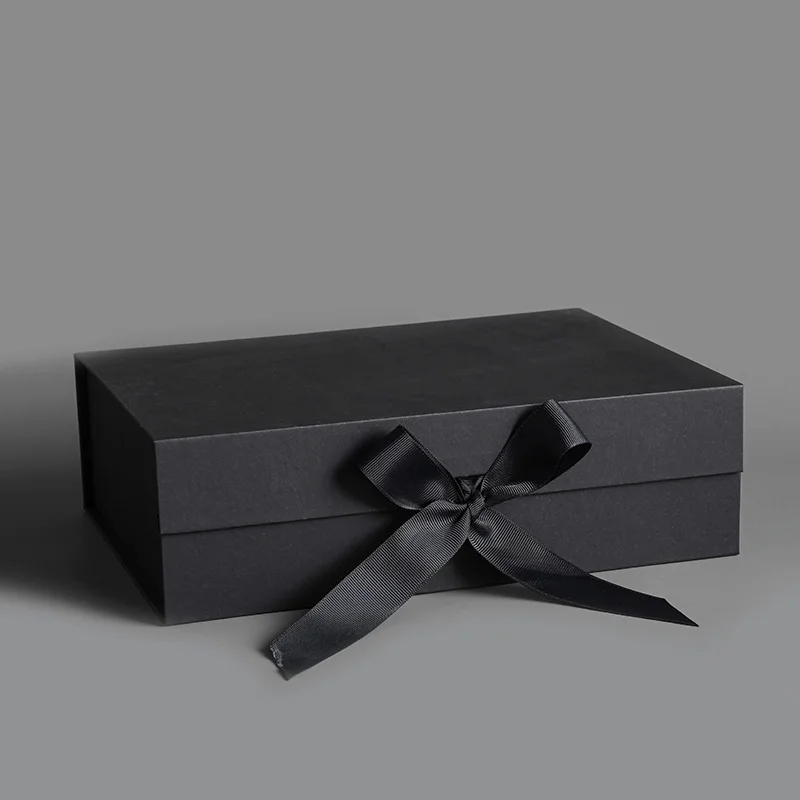 Free Sample Wholesale luxury black rigid clothing packaging shipping box with custom logo