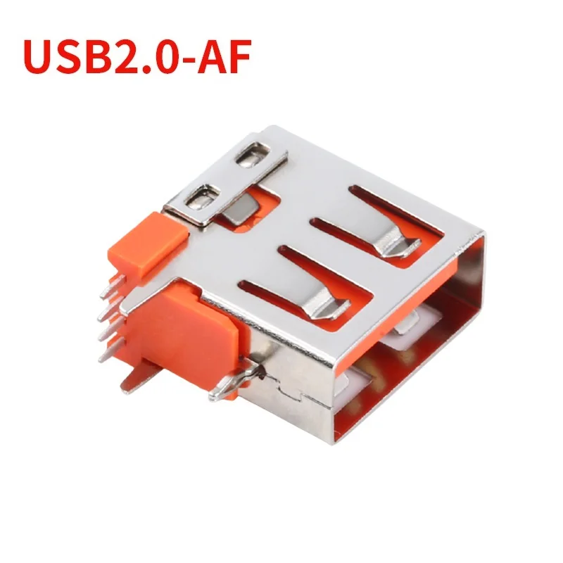 Orange 4pin Side Insert 3A 5A DIP PCB Large Current Data Charge Plug Socket Female USB A Connector 2.0