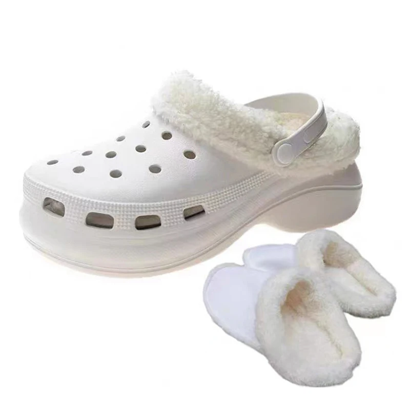 2023 New Style insoles for clogs mules fur inserts shoe foot warmer pad for decoration customize foot heater insole