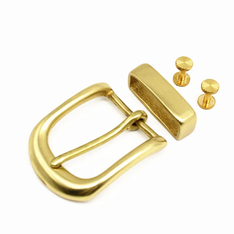 Manufacturer Custom Logo 40mm Solid Brass Buckle Chicago Willow Nail A Three-piece Metal Pin Belt Buckle For Men