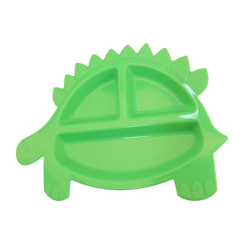 Modern Design Silicone Baby Complementary Food and Dinner Plate Dinosaur Suction Cup One-Piece Divided Cell Easy to Clean