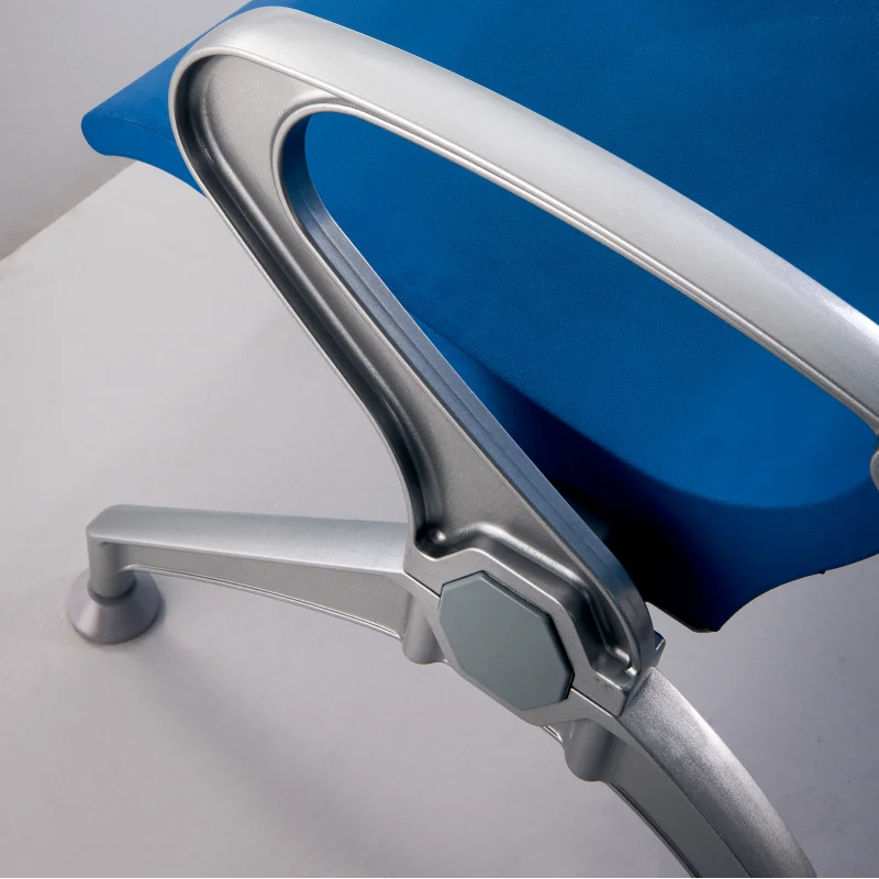 Aluminum alloy hands and feet 4 seats reception chair, light blue airport chair, hospital polyurethane (PU) waiting chair