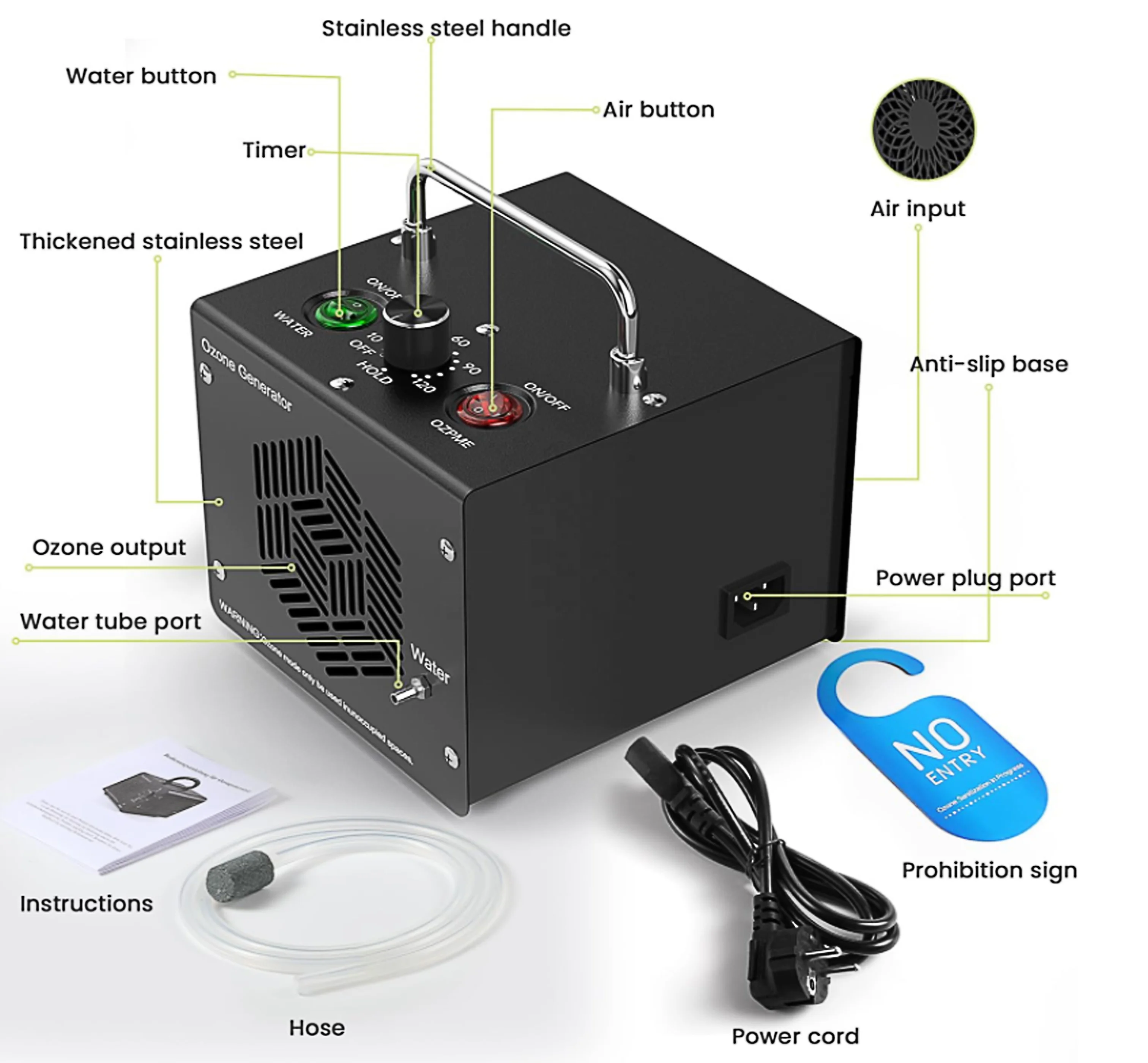 IGENU 0zone Generator for Water & Air - for Car/Home/Smoke/Pet Odor, Black,ozone generator for sale