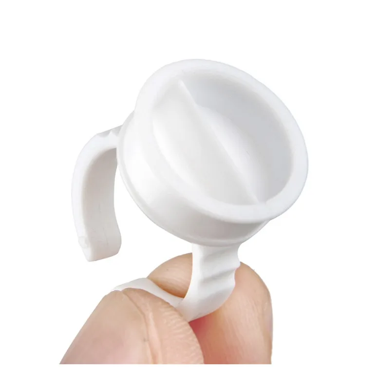 Wholesale eyelash glue rings 100pcs/pack eyelash extension glue rings plastic disposable eyelash glue holder