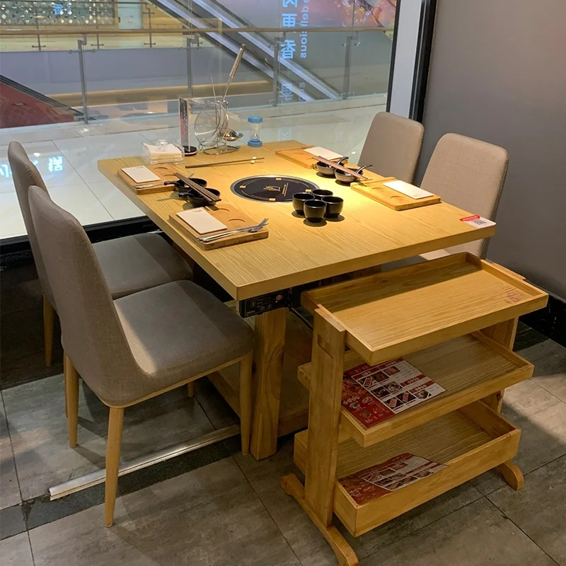 Customizable Hot Pot Table Smokeless With wire Control Switch Stainless Steel Hot Pot for restaurant hot pot Table