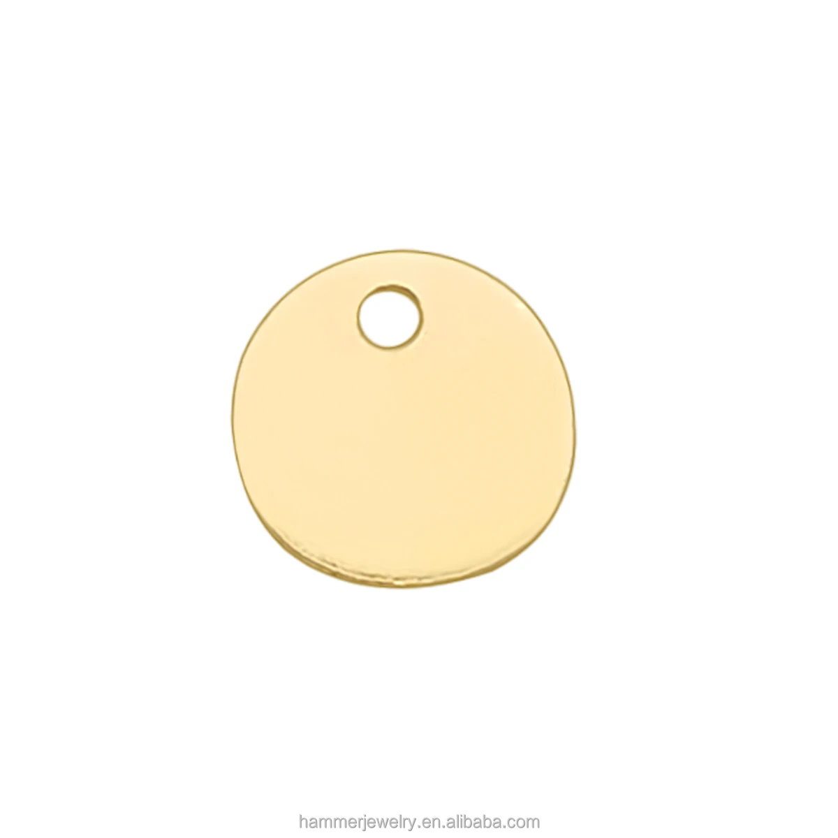 Wholesale 5mm Personalized 14K 18K Pure Gold Tag Laser Logo Customized Round Metal Jewelry Making Necklace Bracelet Findings
