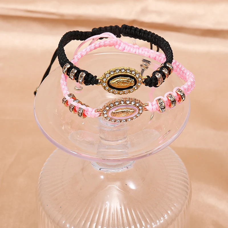 Wholesale Braid Bracelet Amulet Protection Jewelry Gold Virgin Mary Weave Catholic Bracelet