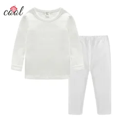 Детские пижамы для девочек однотонная 100 хлопок пустой Мартышка комплекты детских пижам для мальчиков и девочек с длинными рукавами, одежда для сна