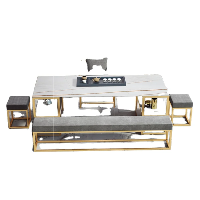 
hot sell modern simple square rock plate office coffee small balcony tea table living room furniture chinese tea table 