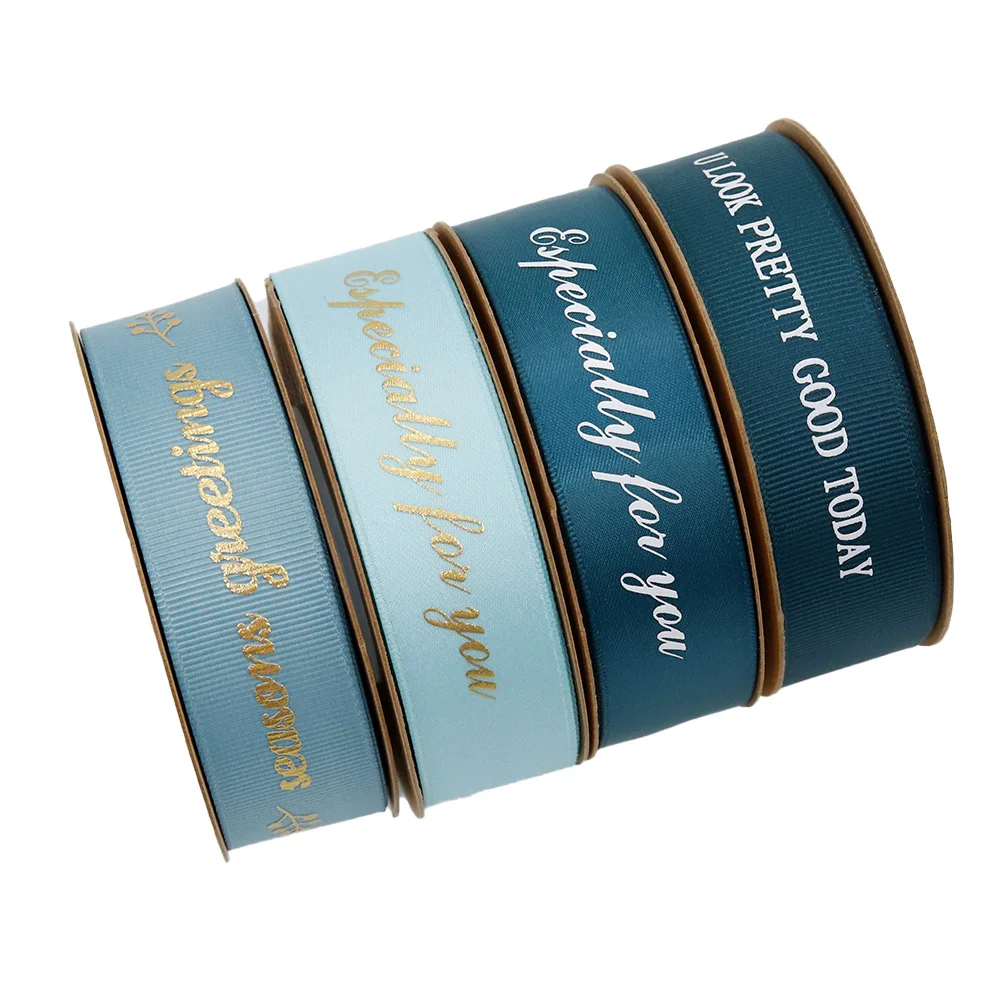 custom printed silk satin packing ribbon roll with logo foil printing satin ribbon