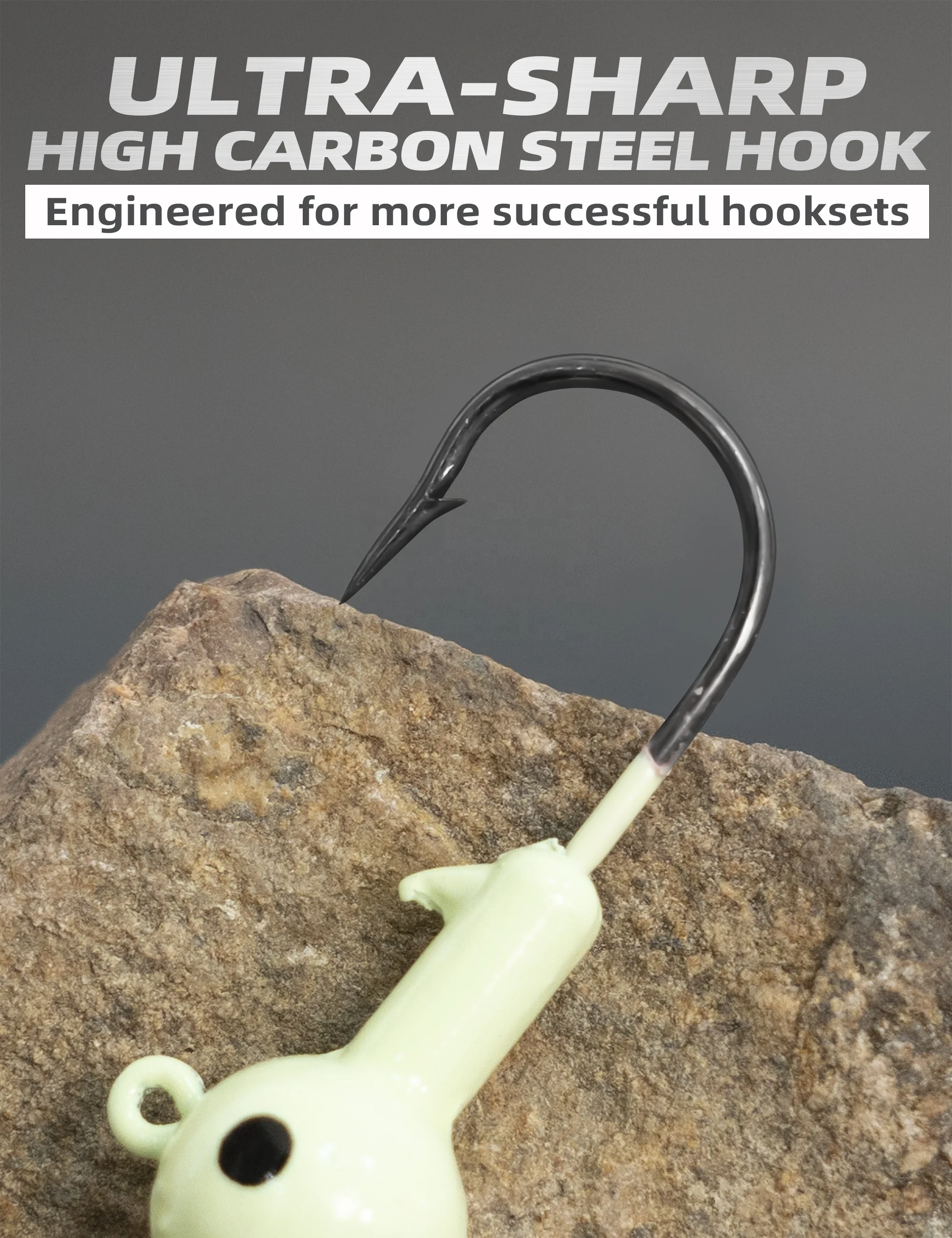 Jig Heads with High Carbon Steel Hooks - Lead Head Fishing Jigs for Walleye, Bass, Crappie, Inshore Fishing, 1/32oz-1/2oz