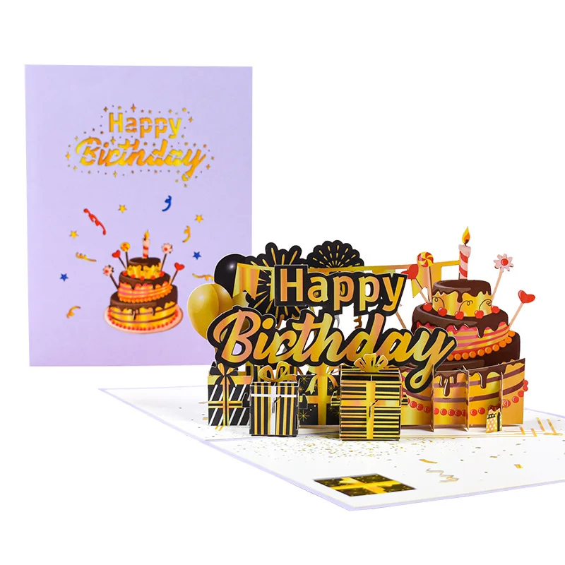 3D Pop UP Happy Birthday Greeting Invitation Cards Laser Cut Boy Girl Kids Gift Card Thank You Cards Vehicle Miniatures Postcard