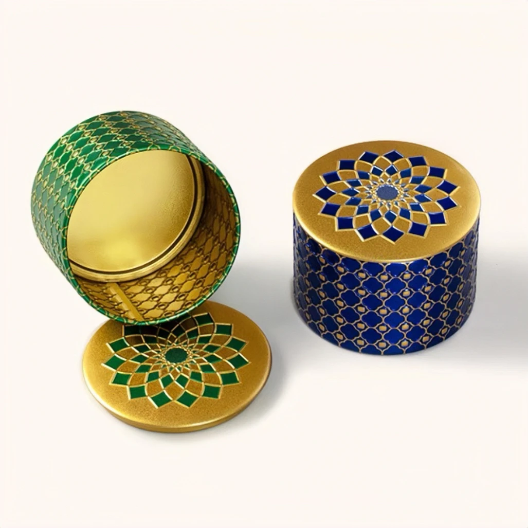 Creative Portable Metal Tinplate Gift Box Candy Tea Bag Storage Round Tin