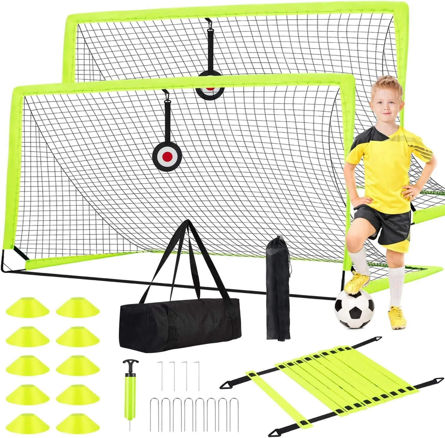 Customs 6x4 Ft Kids and adult Folding Portable football soccer net with training cones agility ladder Soccer Goal net Set