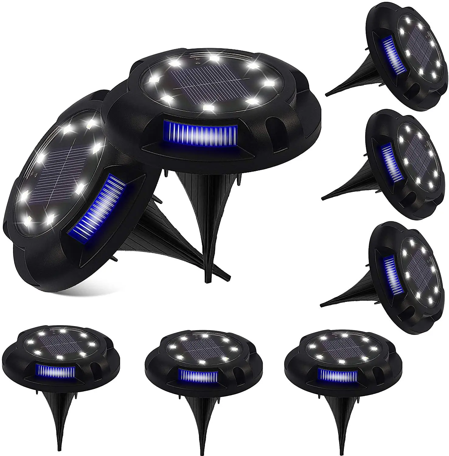 LED Solar White +RGB 12 LED Buried Underground Decking Light For Garden Decor Security Gate Lawn Park Villa Landscape Pathway