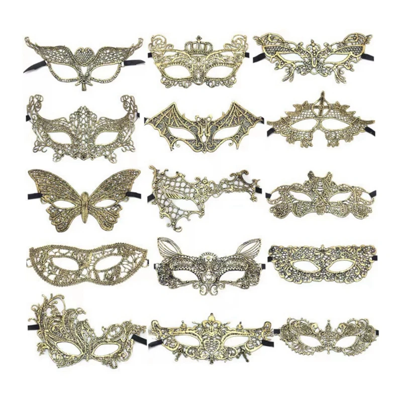 Classic Bat Phoenix Style Gold and Black Lace Mask for Prom Ball Costume Party