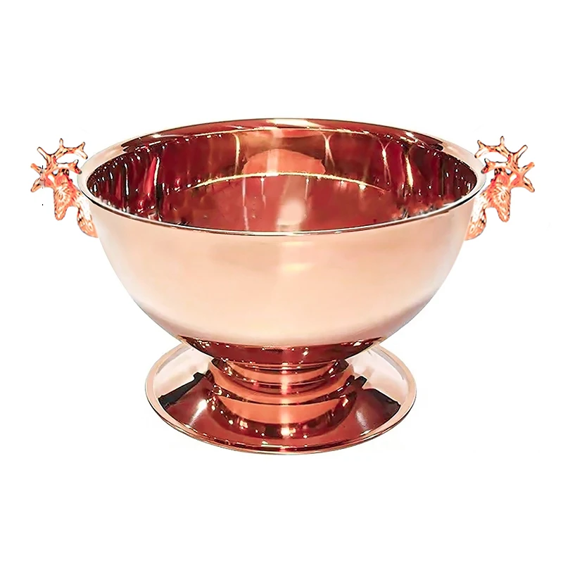 factory custom Luxury Metal stainless steel rose gold big capacity gold color large ice barrel ice bucket with handle
