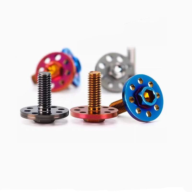 M6 304 Stainless steel Hex slot flange screws with titanium plated for motorcycle bike DIY License plate fixing screws