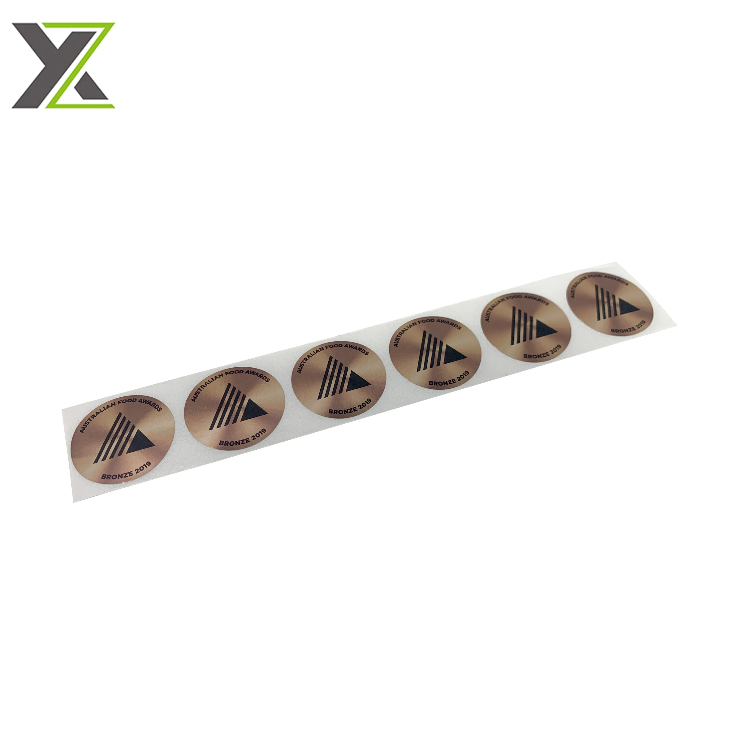 Custom chocolate medal gloss silver paper round shape sticker packaging label