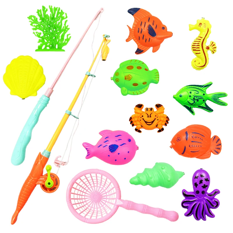 Hot Selling Factory Price Pretend Play Gift Fishing Game Toy Funny Magnetic Fish Toy Bath Baby Fishing Set plastic Toys For Kids