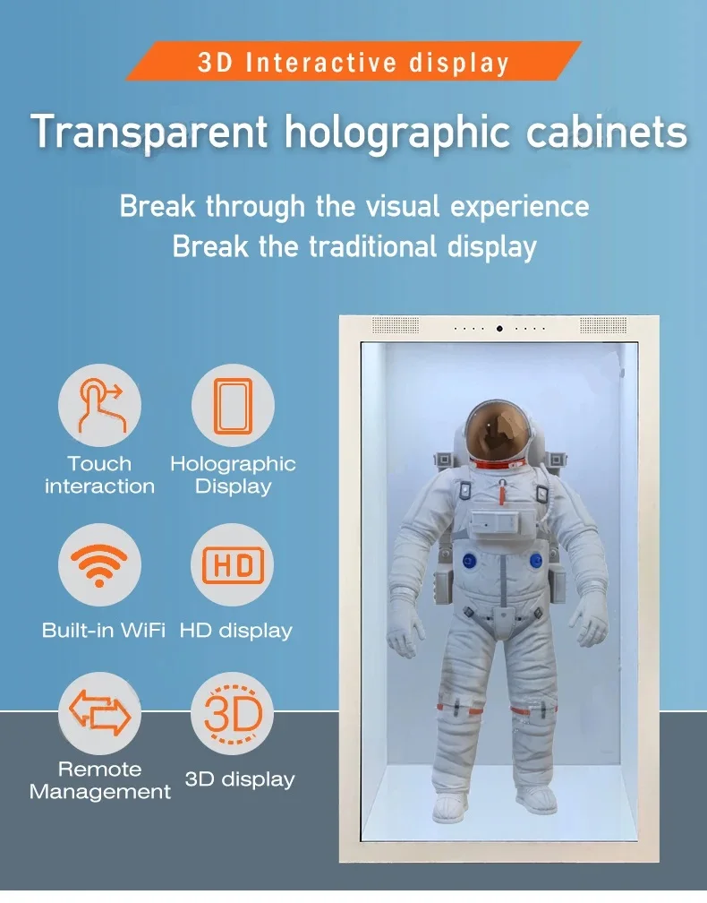 21.5,32,43,49,55 inch holobox 3d holographic projector 3d hologram box lcd transparent touch screen showcase