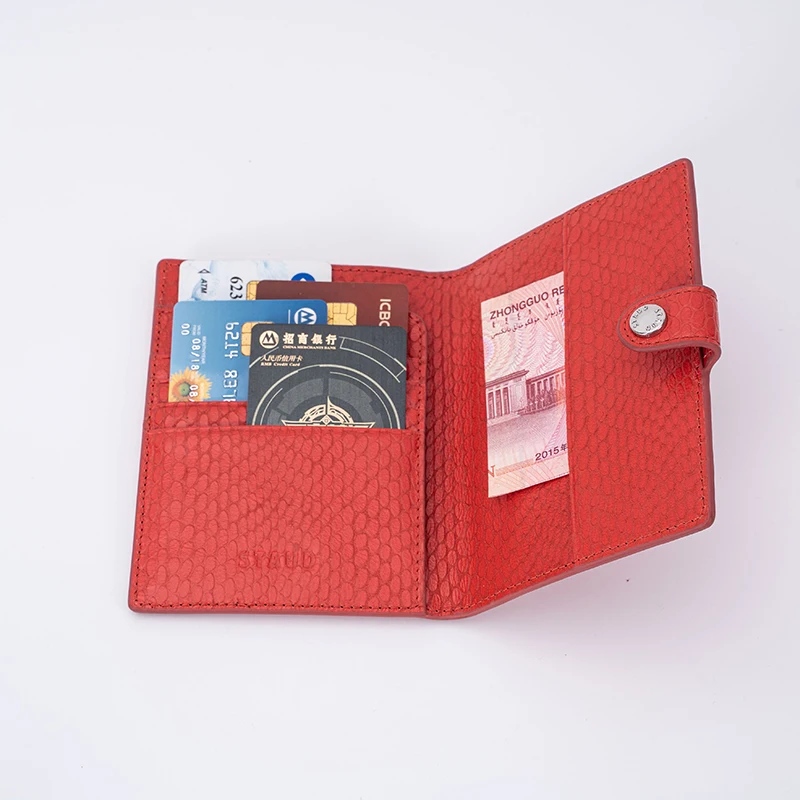 China Supplier red premium photo holder passport holder caver case cow leather travel wallet with luggage air tag for women lady